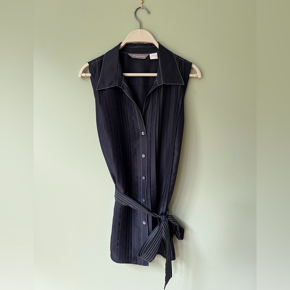 Tommy Bahama NEW Silk Coastal Mist Tux Pleat Collar Button Belt